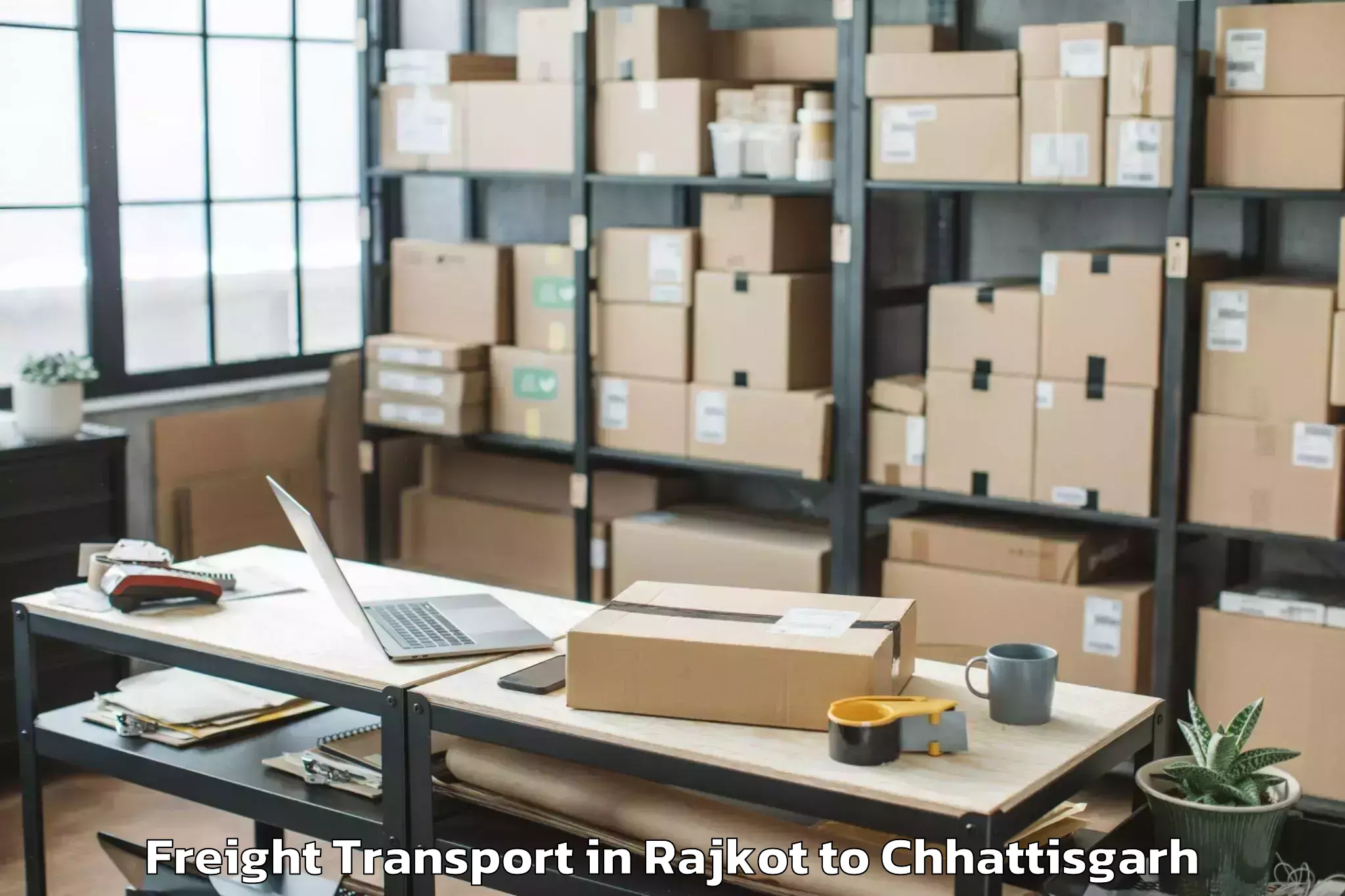 Trusted Rajkot to Abhilashi University Raipur Freight Transport